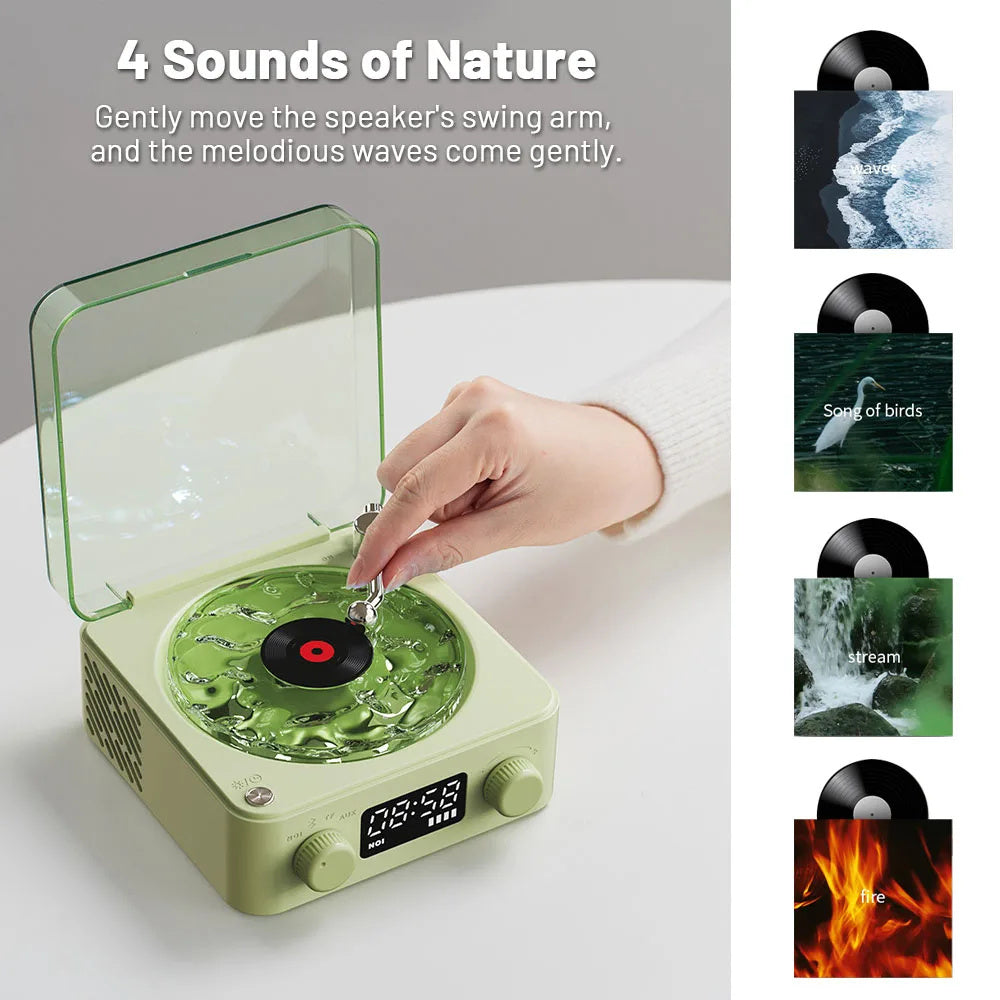 Retro Turntable Speaker Wireless Bluetooth-compatible 5.0 Vinyl Record Player Stereo Sound With White Noise RGB Projection Lamp Effect - Volt Tech Depot