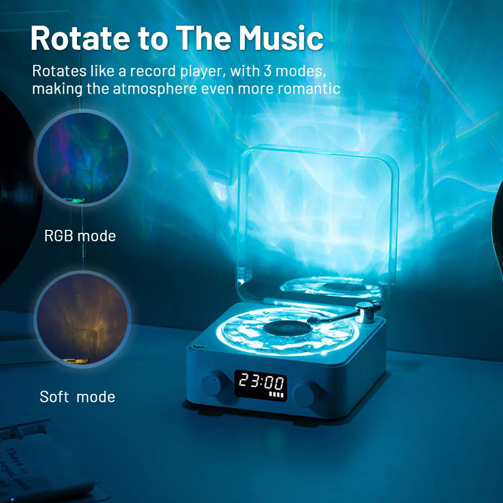 Retro Turntable Speaker Wireless Bluetooth-compatible 5.0 Vinyl Record Player Stereo Sound With White Noise RGB Projection Lamp Effect - Volt Tech Depot