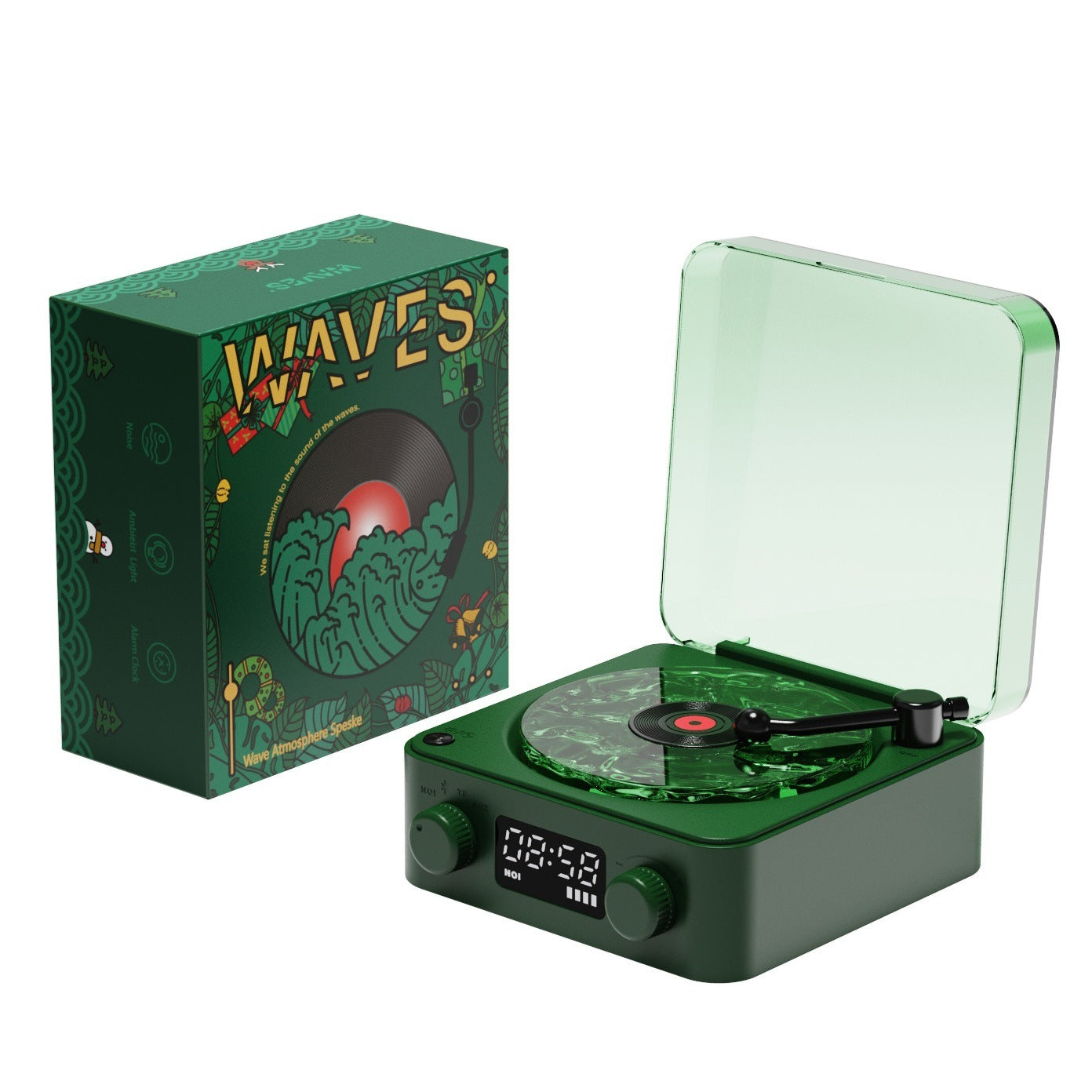 Retro Turntable Speaker Wireless Bluetooth-compatible 5.0 Vinyl Record Player Stereo Sound With White Noise RGB Projection Lamp Effect - Volt Tech Depot