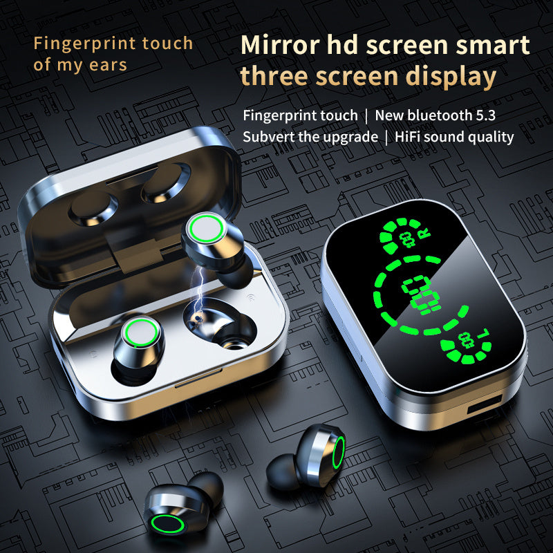 YD03 Wireless Bluetooth-compatible Headset TWS Large Screen Smart Digital Display In Ear Breathing Light - Volt Tech Depot