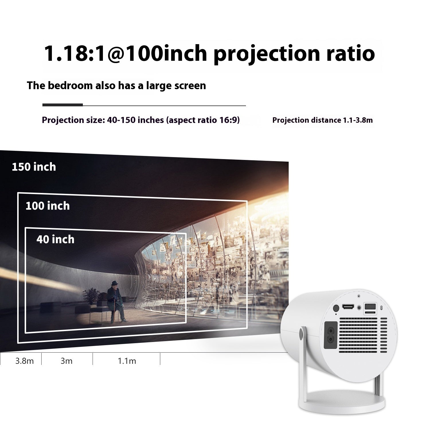 Portable Projector Small Straight Projector For Home Use 180 Degrees Projection Angle Automatic Focus Home Video Projector - Volt Tech Depot
